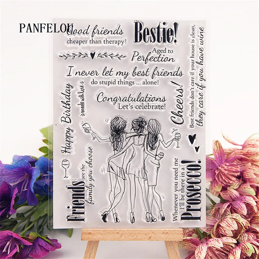

PANFELOU Sisters friendship Transparent Silicone Rubber Clear Stamps cartoon Scrapbooking/DIY Christmas wedding New year album
