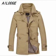 AILOOGE New Jacket Men Fashion Design Veste Homme Formal Spring Winter Suit Coat Solid Cotton Khaki Brand Clothing Men Jacket