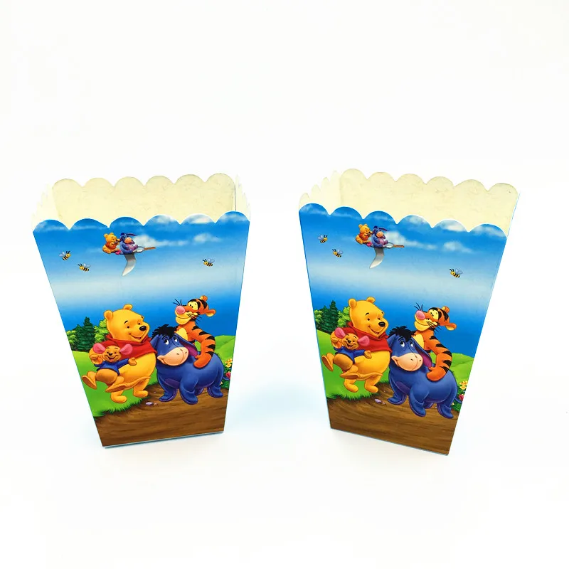 

6pcs/lot Winnie the pooh popcorn box kids birthday party supplies Winnie pooh boxes happy birthday popcorn boxes party supplies