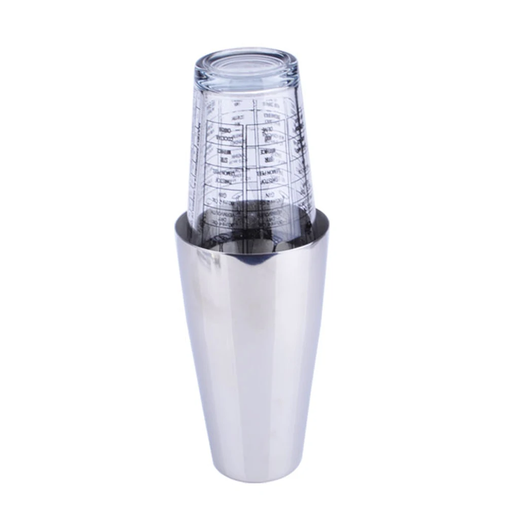 Stainless Steel Cocktail Shaker & Mixing Measuring Glass Cup with