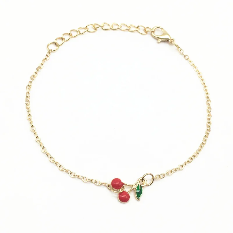 

2018 New Arrival Cherry Charm Bracelet Fashion Bracelets Cute Jewelry Women Accessories Fine Gold Chain Gifts for Women