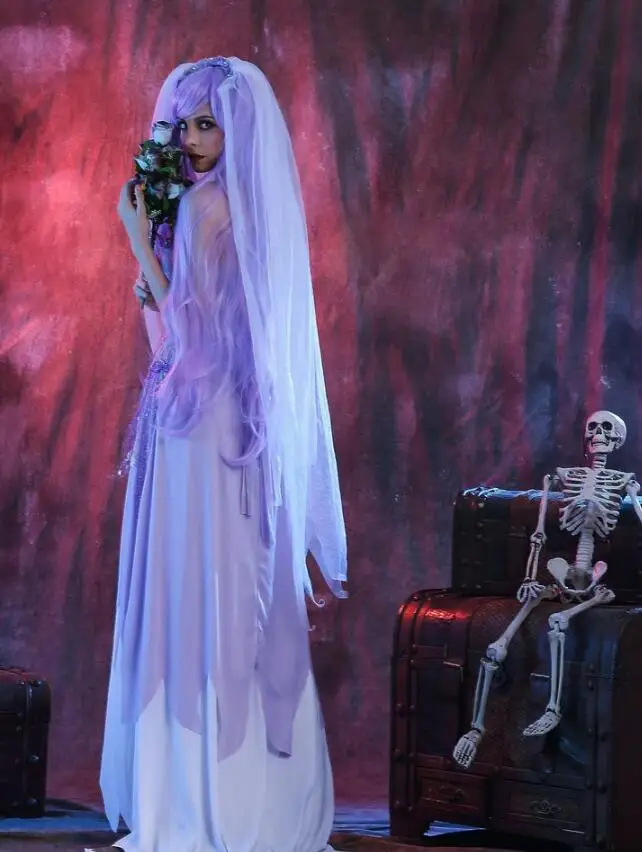 Хэллоуин вечерние Труп невесты страшный Косплэй костюм платье маска костюмы