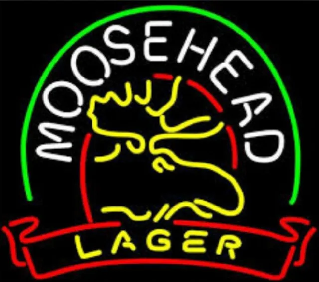 Moosehead Lager Deer Glass Neon Light Sign Beer Bar