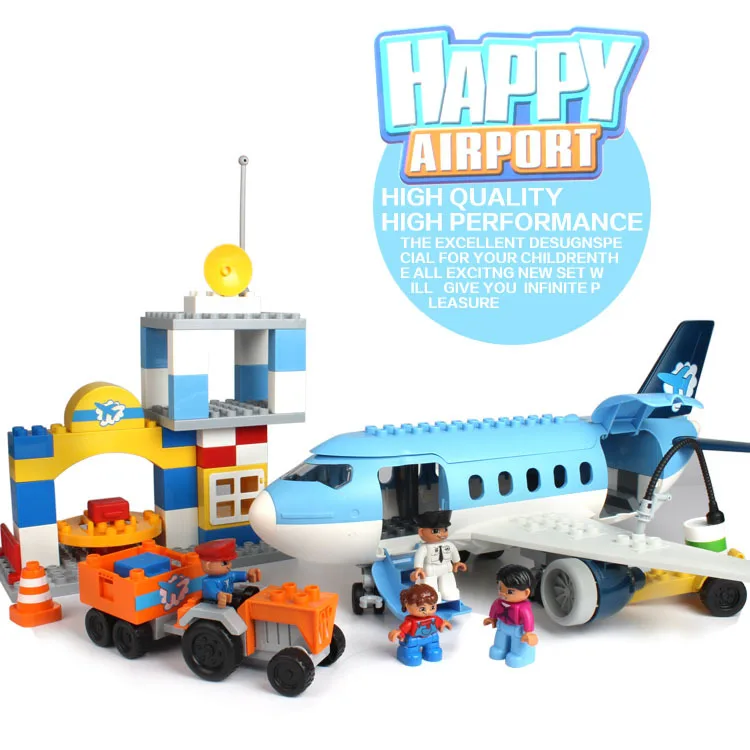 AIBOULLY Large Size Happy Airport Building Blocks Compatible with dupleo 69pcs Classic Toys Educational Baby Toy Gifts baby-building-blocks
