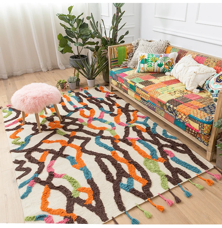Navajo Tribal Wool Kilim Floral Carpets Cover Sofa Floor Use Handmade Needlepoint Embroidery