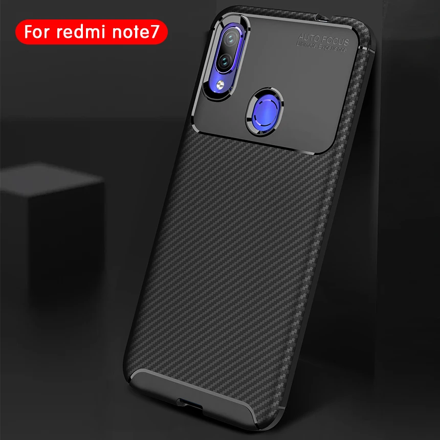

For Xiaomi Redmi Note 7 Case Carbon Fiber Soft Silicone Anti-Knock Back Cover Pouch For Redmi Note 7 Note7 Pro Cases Bumper capa