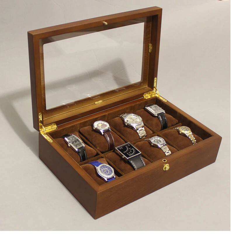 

luxury original wooden structure 8-grid watch box with window watch organizador watch display box for watches MSBH005b