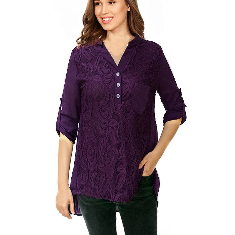 Rogi blusas 2019 летняя кружевная шифоновая блузка женские топы сексуальные рубашки на