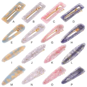 

15 Styles Sweet Candy Colored Acetate Duckbill Hair Clip Women Girls Marble Textured Pattern Geometric Hairpin Styling Barrettes