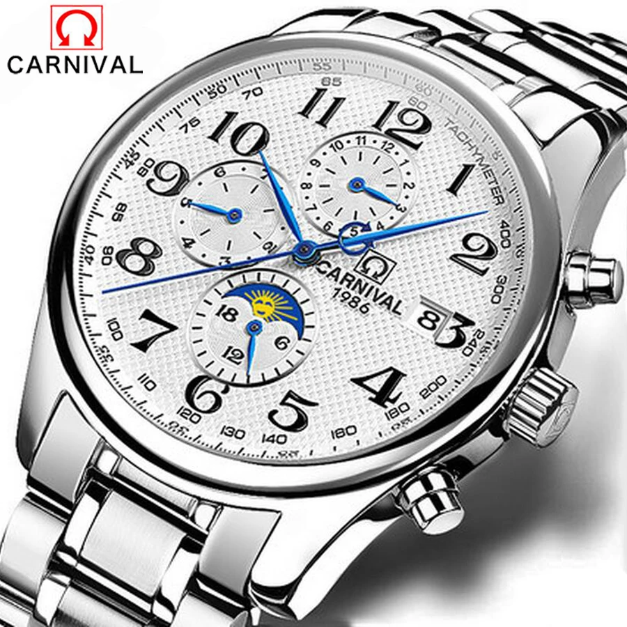 Часы наручные Carnival Top Brand Мужские механические роскошные многофункциональные