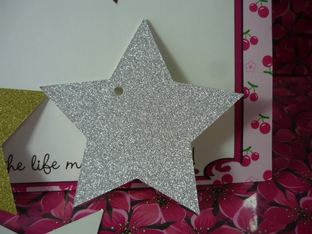 CX-TAG-00045 9x8.56cm Gold and Silver star Glitter Ornament Tags Christmas tag  04