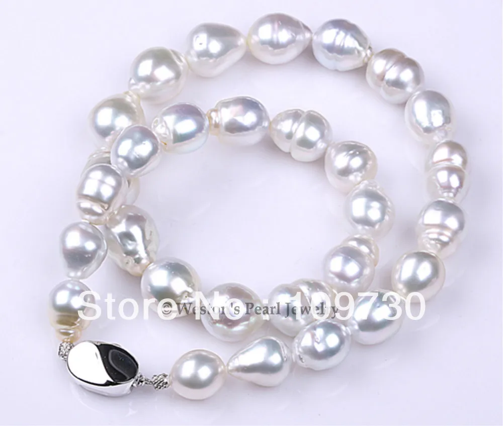 

Jewelry 00789 RARE LARGE SIZE 11-15MM GENUINE BAROQUE GRAY SOUTH SEA PEARL NECKLACE 925 SILVER