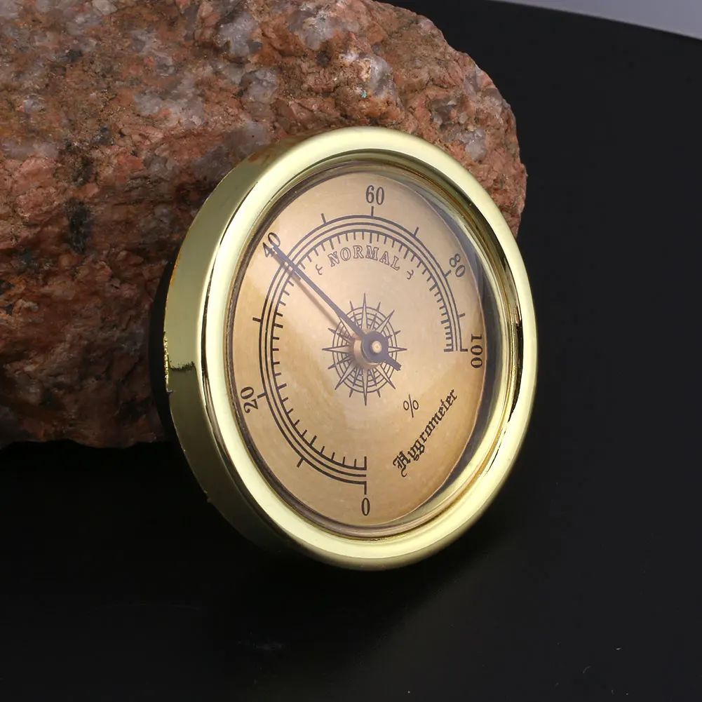 

45mm Round Humid Moisturizing Gold Color Cigar Smoking Measure Hygrometer
