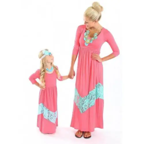 

Family Matching Summer Beach Parent-Child Outfit Dresses Women Striped Maxi Dress