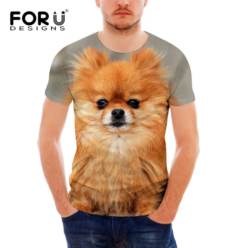 FORUDESIGNS/забавная Мужская футболка с 3D изображением Померанской собаки, летний эластичный Топ для кроссфита, удобные футболки с круглым вырезом для подростков - Цвет: H3039CF