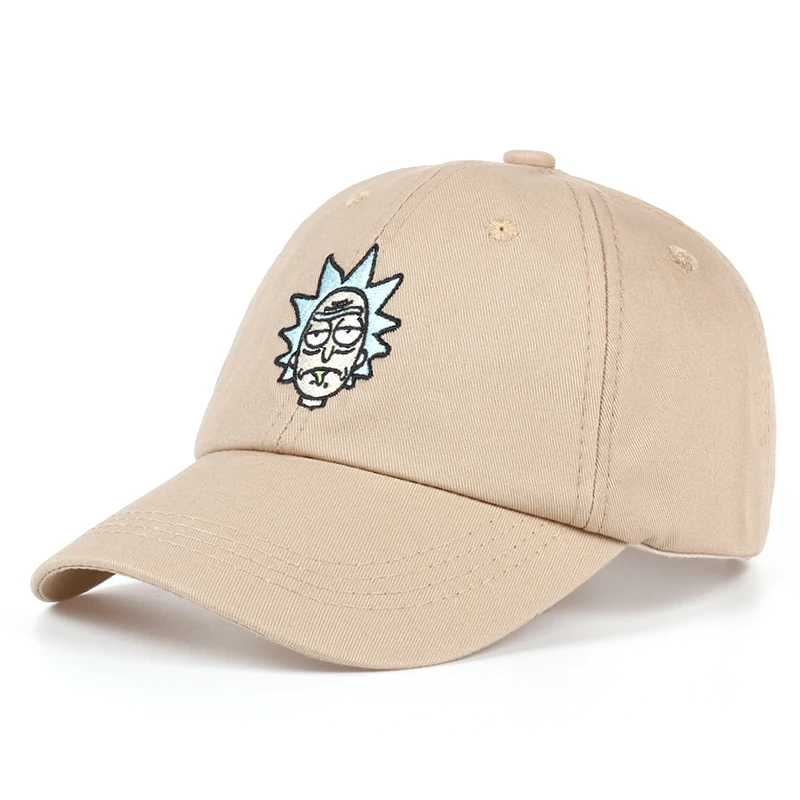 

100% Cotton Rick and Morty New Tan Dad Hat Classic Rick Baseball Cap American Anime Cotton Embroidery Snapback Anime lovers Cap