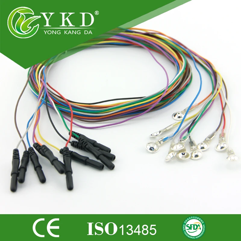 

10pcs/Lot Molded Din 1.5 EEG cable with gold plated cup with colorful cable