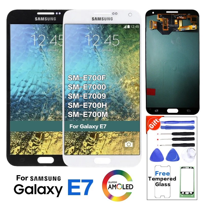 Amoled ЖК-дисплей для SAMSUNG Galaxy E7 ЖК-дисплей сенсорный экран для Galaxy E7 E700 E700M E700F E700H ЖК-дисплей Яркость можно регулировать