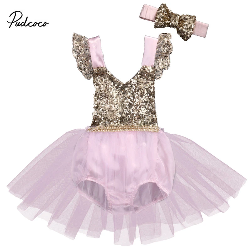 

Autumn Toddler Baby Girls Clothing Princess Party Lace Sequins Romper Yellow Tutu Flower Dress 0-3Y