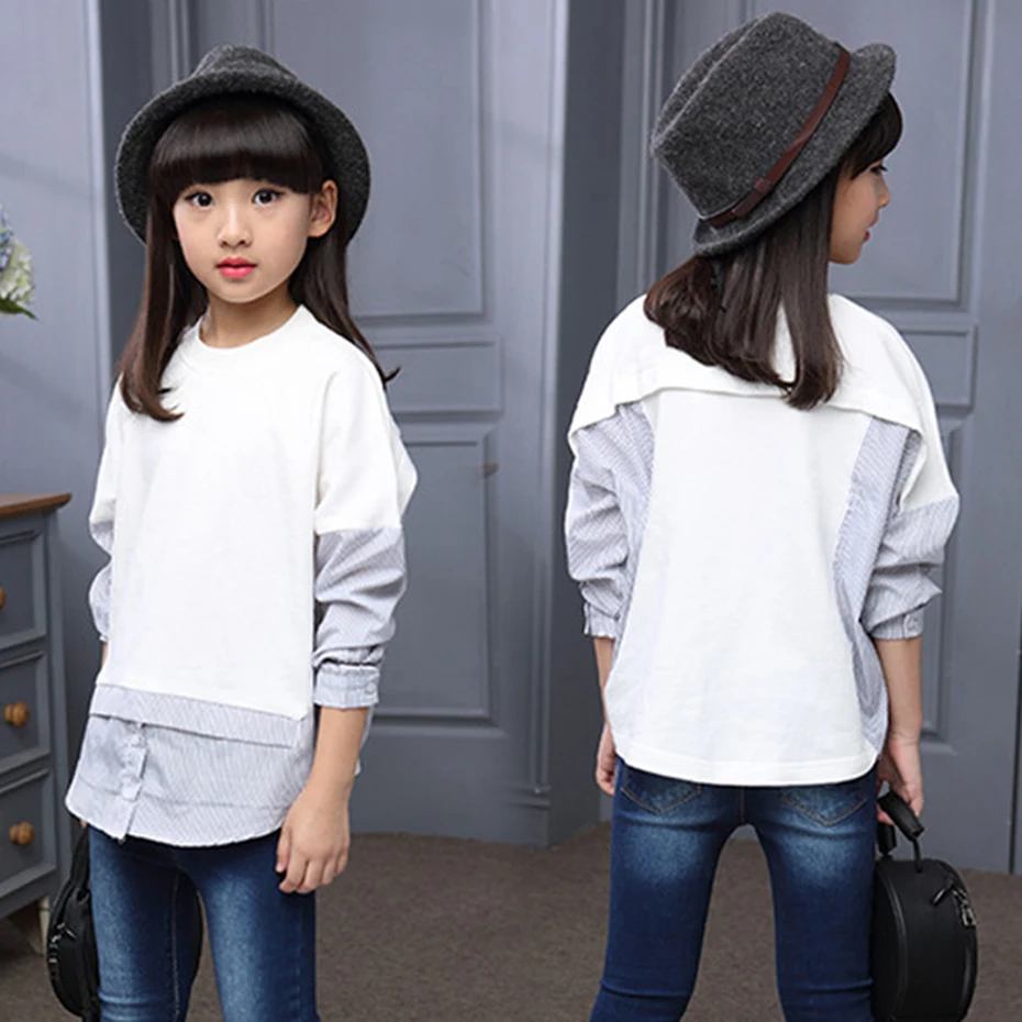 Детские блузки для девочек; одежда с круглым вырезом; рубашки для ...