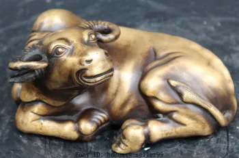 

6" Chinese Feng Shui Folk Bronze Oxen Ox Cattle Moo-Cow Zodiac Year Statue Medicine copper Decoration real Brass 25% off