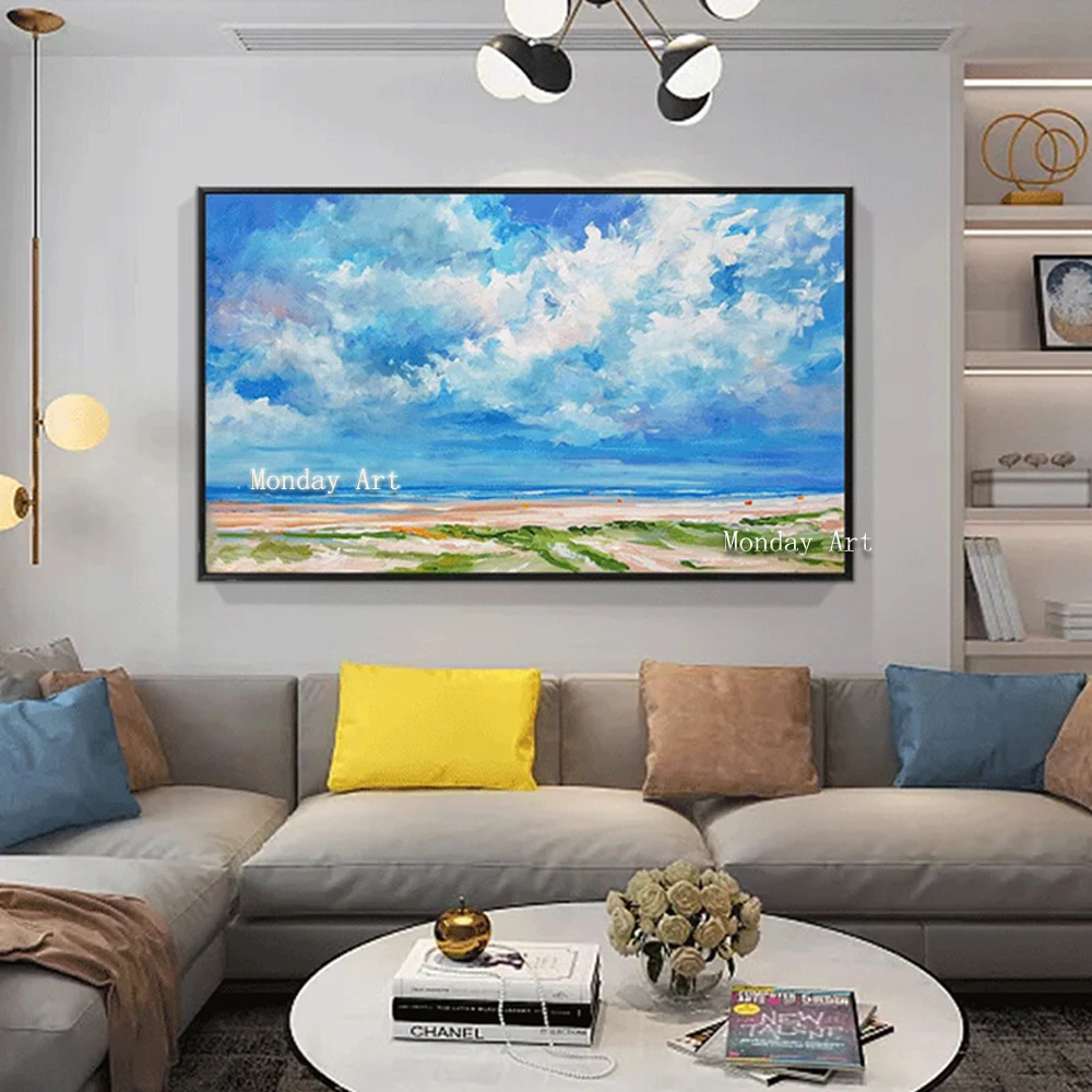 Landscape pictures Sunsets Natural Sea Beach Posters pure Handpainted Canvas Painting Wall Art Picture for Living Room | Дом и сад