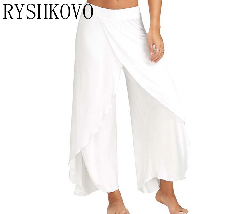 RYSHKOVO сексуальные женские штаны для йоги с высокой талией эластичные широкие брюки для фитнеса свободные танцевальные длинные штаны