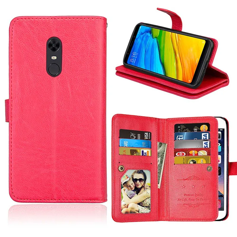 

For Xiaomi Redmi 5 Plus/Redmi Note 5 Case Cover PU Leather Flip Stand Multi-function Wallet Photo Frame Coque Fundas 9 Card Hold