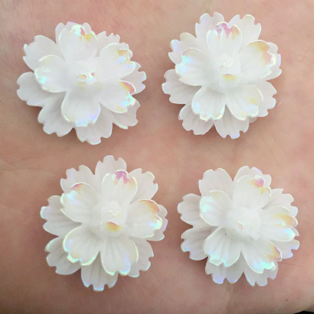 

NEW 30PCS 25mm AB Resin Candy Color Flower Stone Flatback Wedding Buttons Crafts K138*5