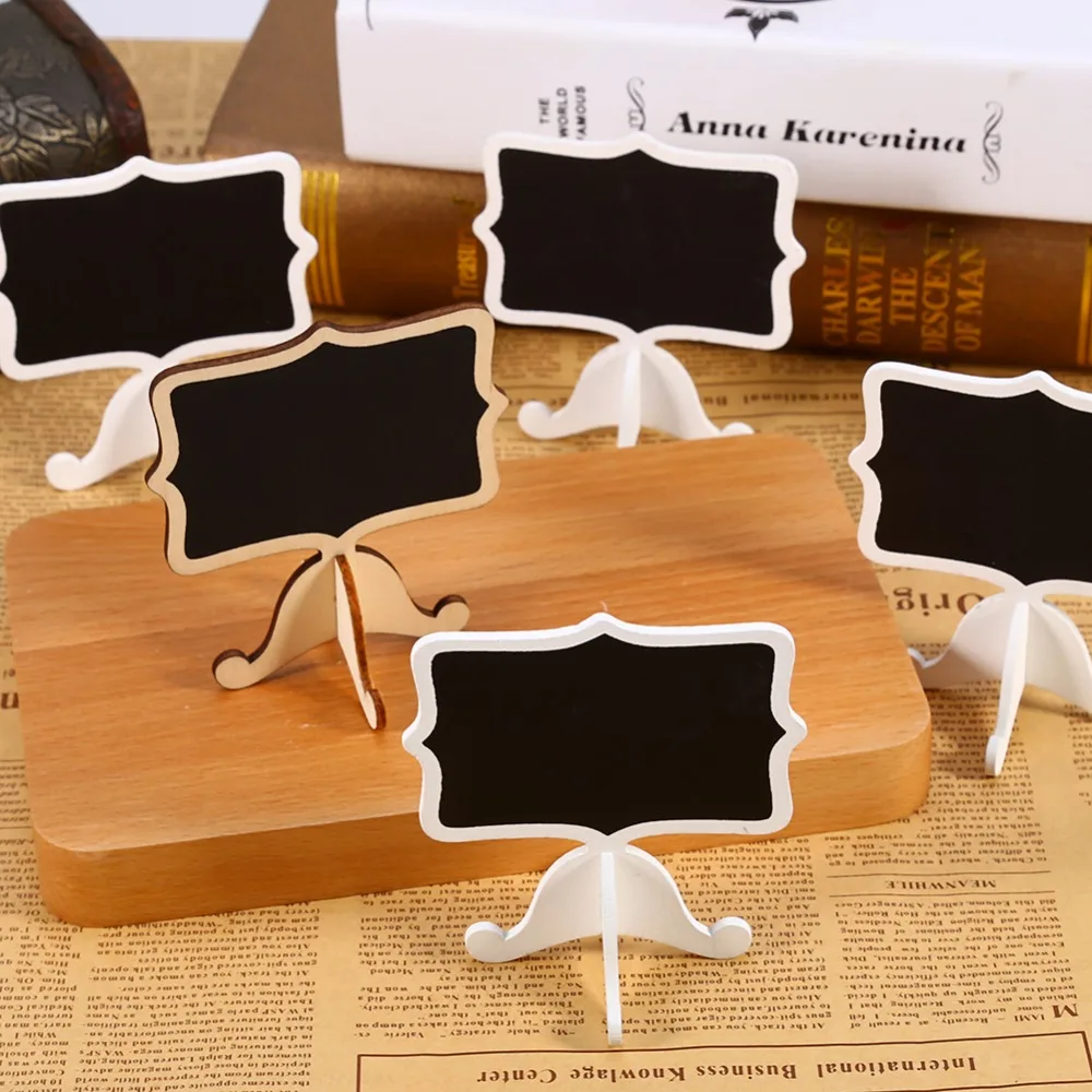 

10Pcs/Pack Mini Lace Blackboard Chalkboard Wooden Blackboard Price Stand For New Year Party Christmas Wedding Decoration 2018