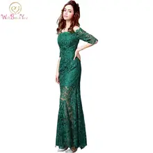 Green Lace Evening Dresses 2017 Half Sleeves Off the Shoulder Long Mother of the Bride Dress Prom Gowns vestidos longos de luxo lace off shoulder half sleeves womens dress