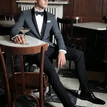 Темно-серое пальто черные брюки 2 шт.(пиджак+ брюки+ галстук) Свадебный костюм для мужчин Выпускной Masculino Жених Trajes De Hombre Блейзер 207