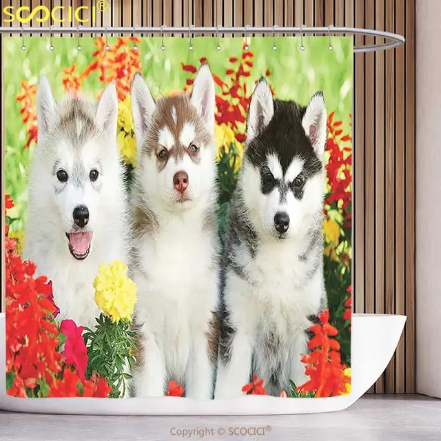 Keren Shower Curtain Anjing Kekasih Dekorasi Koleksi Tulang Anjing