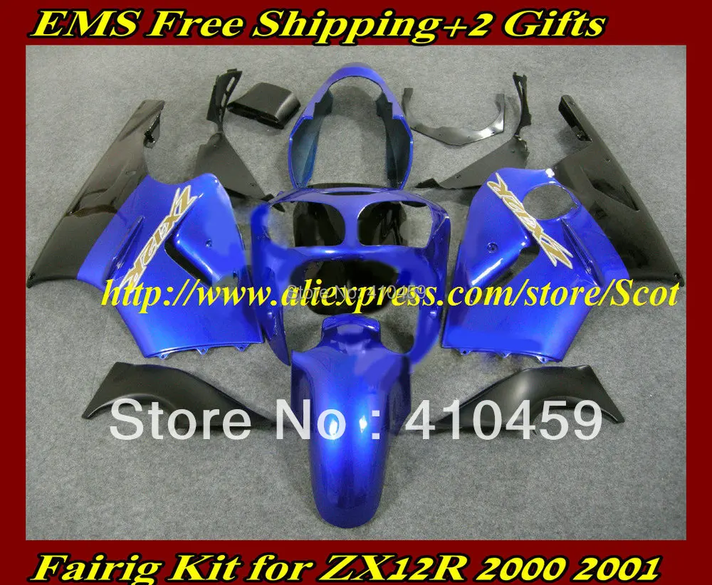 

Blue black Fairing kit for KAWASAKI Ninja ZX12R 00 01 ZX 12R 2000 2001 ZX-12R 00-01 Motorcycle FAIRINGS body work