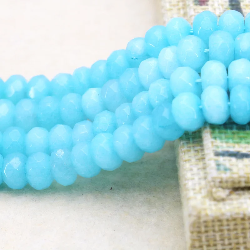 

hot sale 5x8mm chalcedony Sky blue faceted abacus shaped loose beads 15" high quality DIY women jewelry making