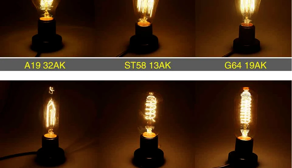 Светодиодный светильник Эдисона в стиле ретро, лампа накаливания E27 220 В, лампа накаливания, сменная декоративная лампа накаливания A19 G80 G95 G125 ST58 T45, лампа Эдисона