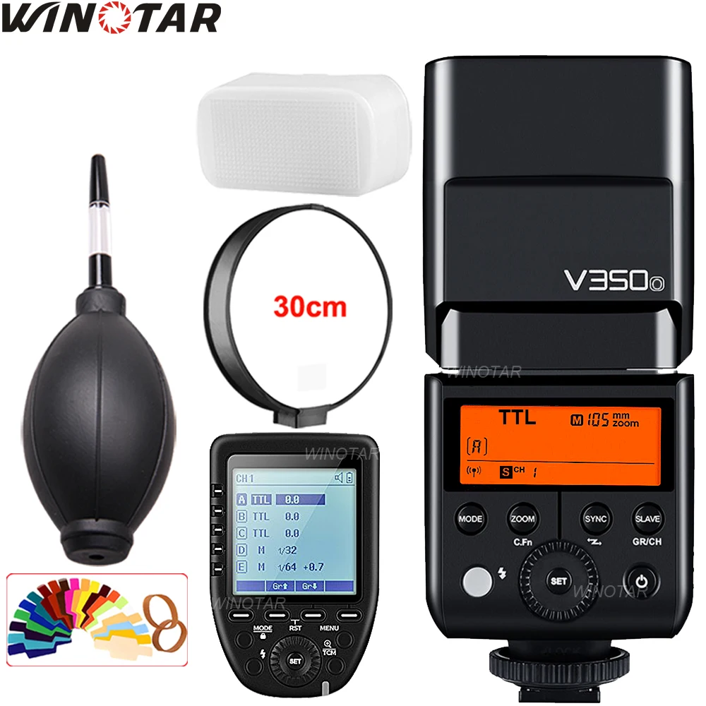 

In Stock Godox V350O TTL HSS 1/8000s GN36 0.1s~1.7s recycle Camera Speedlite Flash +Transmitter Xpro-O for Olympus Panasonic
