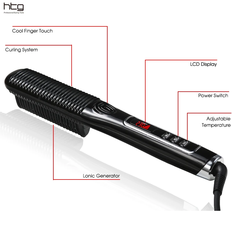 HTG 110-220 в ионы гребень ионный паровой Утюг выпрямитель для волос железная щетка Идеальный стайлер светодиодный дисплей HT104