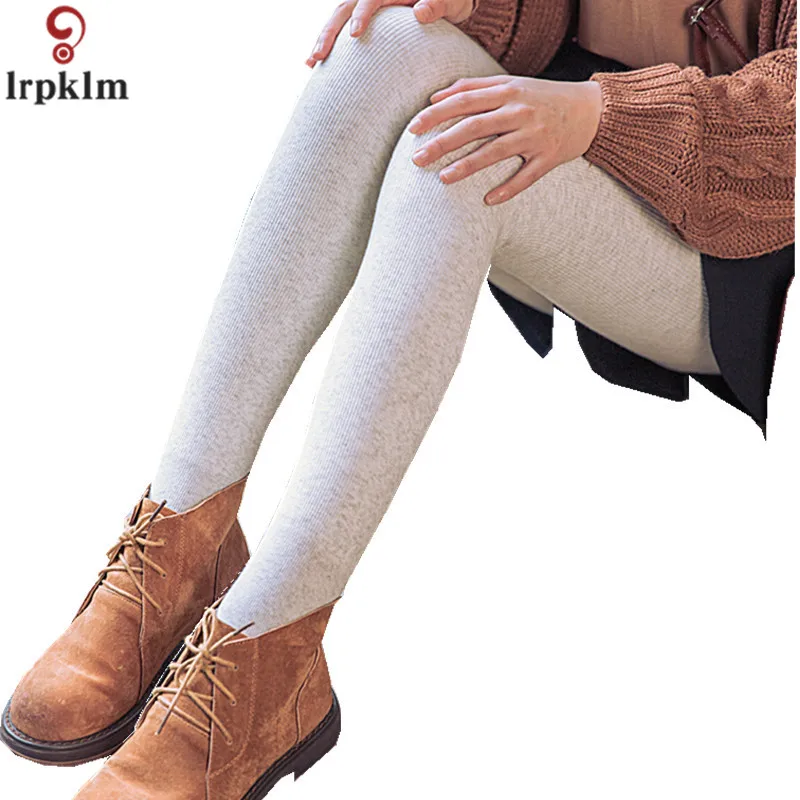 Новинка 2017 зимние леггинсы с бархатной нитью теплые штаны в Вертикальную Полоску