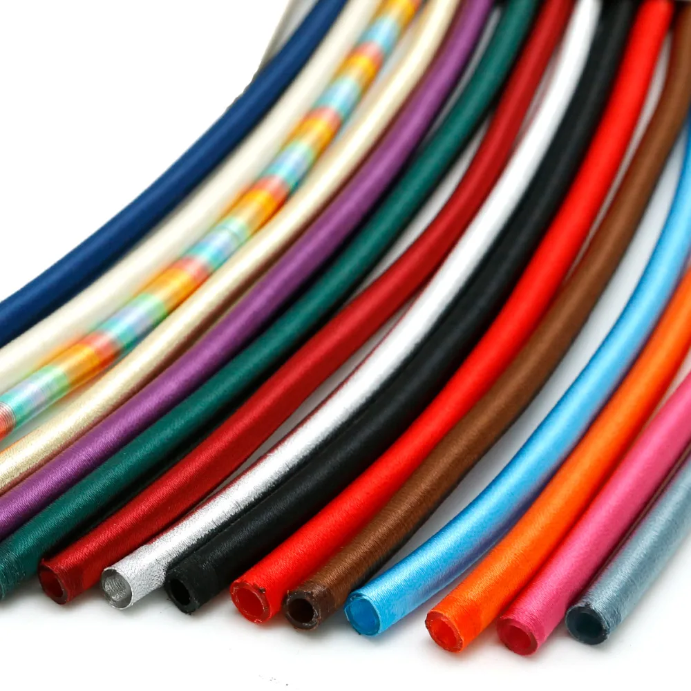 

New Arrivals 45cm/lot Silk Jewelry Cord with Hollow Rubber for nceklace bracelet jewelry making findings&craft accessories