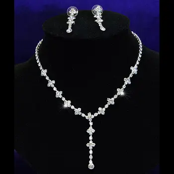 

Austrian Crystal Flower Rhinestone Necklace Bridal Bridesmaid Earrings Jewelry Set CS1029