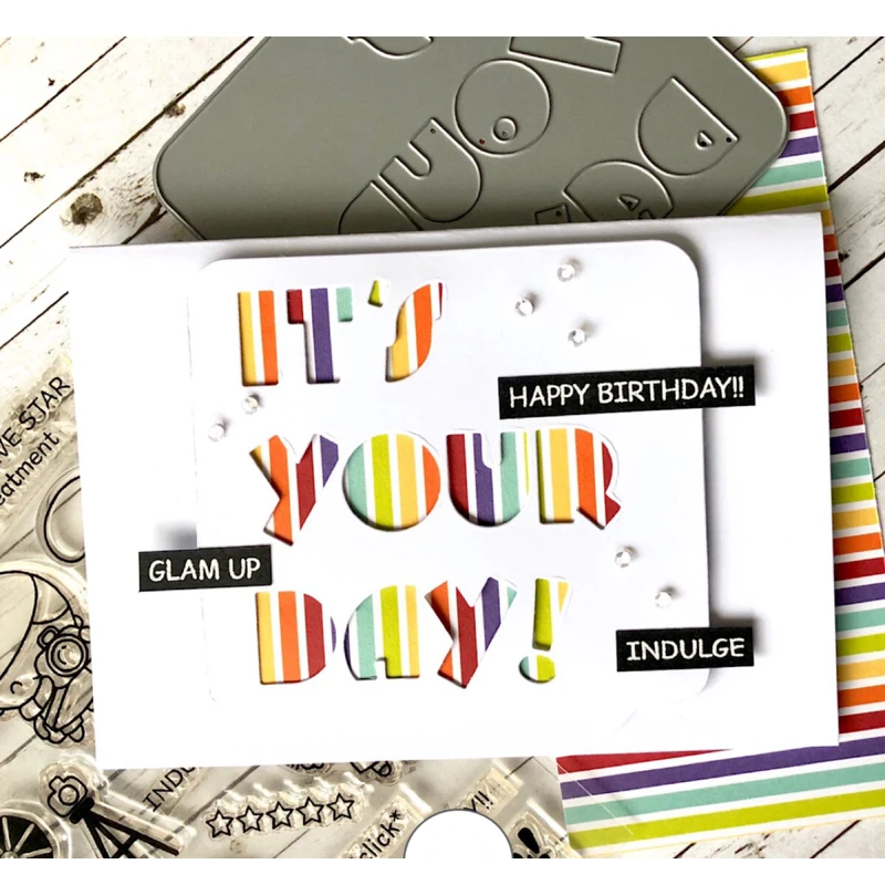 

"It's your day" Words Phrase Metal Cutting Dies Silver Stencil For Scrapbooking Ablum Paper Card Craft Decoration