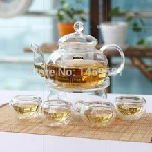 600 мл термостойкий стеклянный чайник с пакетом цветов и цветочных чайных фильтров кунг-фу чайный подарочный набор чайный горшок+ 4 чайных чашки