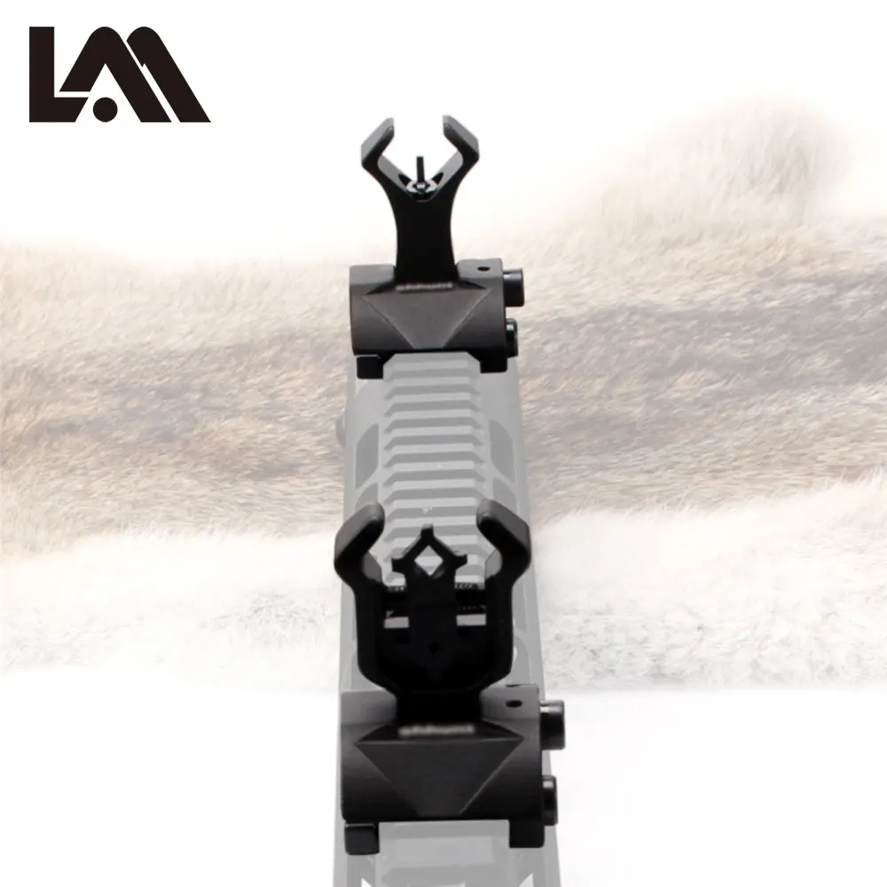 

Lambul Model 4 AR 15 Adjustable Tactical Hunting Flip Up Front Rear Rapid Transition Backup Iron Sight Set for Picatinny Rail