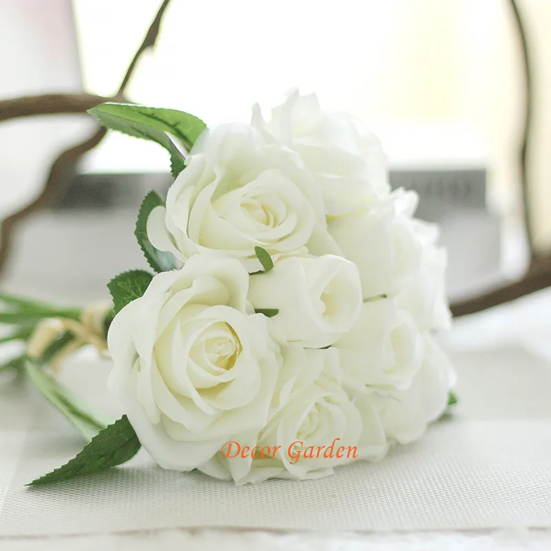 

18Colors 6 Head Artificial Silk Rose Flower Bouquet For DIY Wedding Bridal Bouquet Accesories Home Decorative Flower