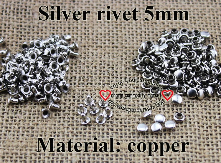 

200PCS 5MM SILVER copper RIVET button sewing clothes accessory bag fits 001-MR
