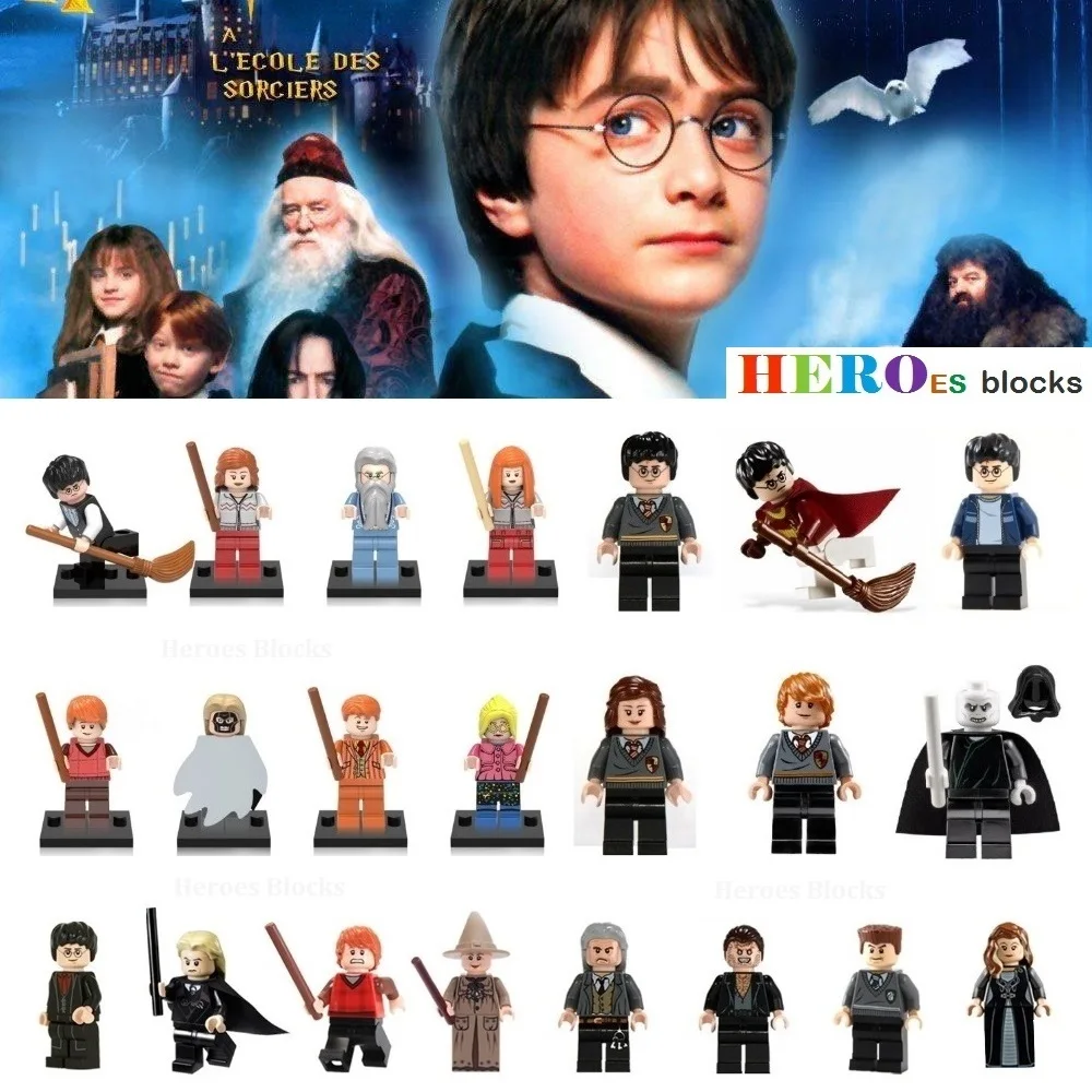 

1pc Harry Hermione dumbledore Lord Voldemort Weasley Hogwarts Witchcraft Movie Building Blocks action Figure Bricks Toy kid gift