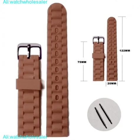 20mm Stylish Brown Silicone Jelly Rubber Unisex Watch Band Straps WB1060Q20JB