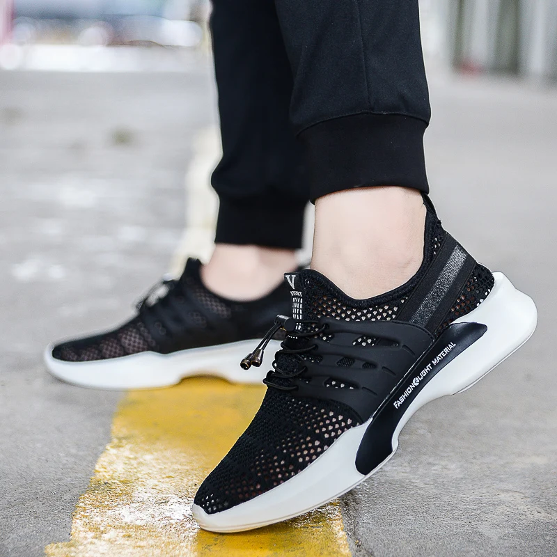 

SUROM Men's Casual Shoes Summer Hollow Out Breathable Mesh Lightweight Sneakers Lace up Cool Mesh Fashion Boys Krasovki Hot Sale
