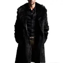 Herbst Winter Männer Mäntel Kaninchen Faux Pelz Lange Stil Männer mantel Langarm Umlegekragen Mantel Plus Größe Männer Mantel LM93